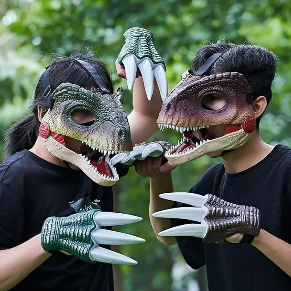 Jurassic World Toy Dinosaur Mask with Opening Jaws & Sound Effect Hard Plastic Velociraptor Masks Dino Toys for DIY Kids Gift