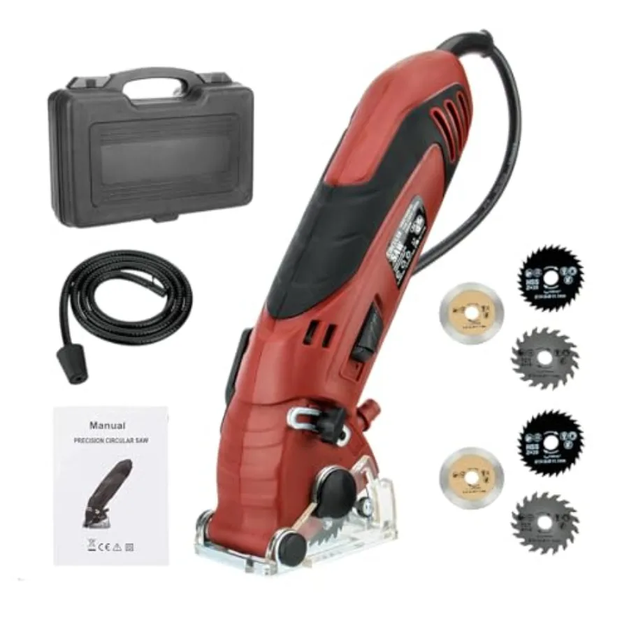

Mini Circular Saw Set 400W High Power Compact Saw for Drywall Tile Metal Wood with 6 Blades and Tool Box