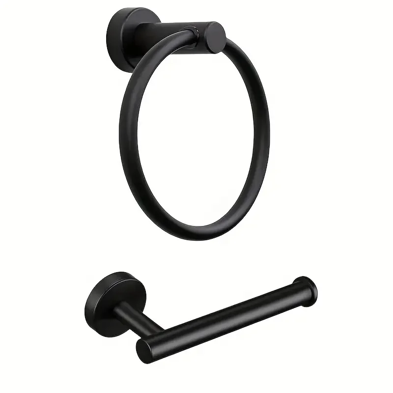 

2Pcs Bathroom Hardware Set, Stainless Steel Bathroom Accessories Set Includes Towel Holder And Toilet Paper Holder-Saving Design