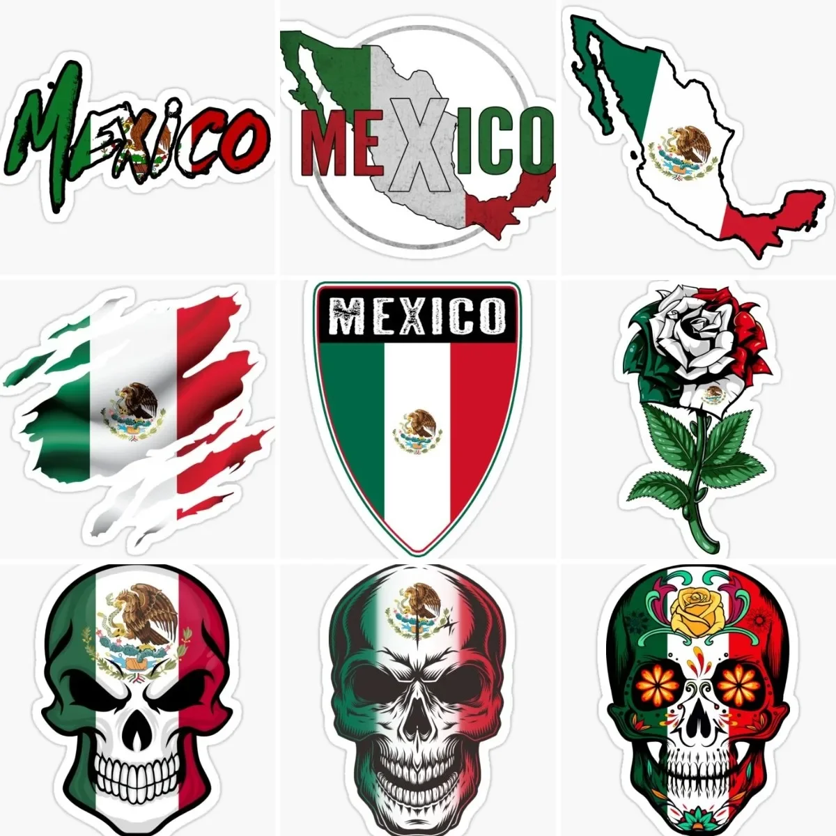 

Mexico Flag Map Emblem Skull Tearing Stickers Car Window Motorcycle Laptop Wall Room Bicycle Truck Helmet Off-road Boat Decal