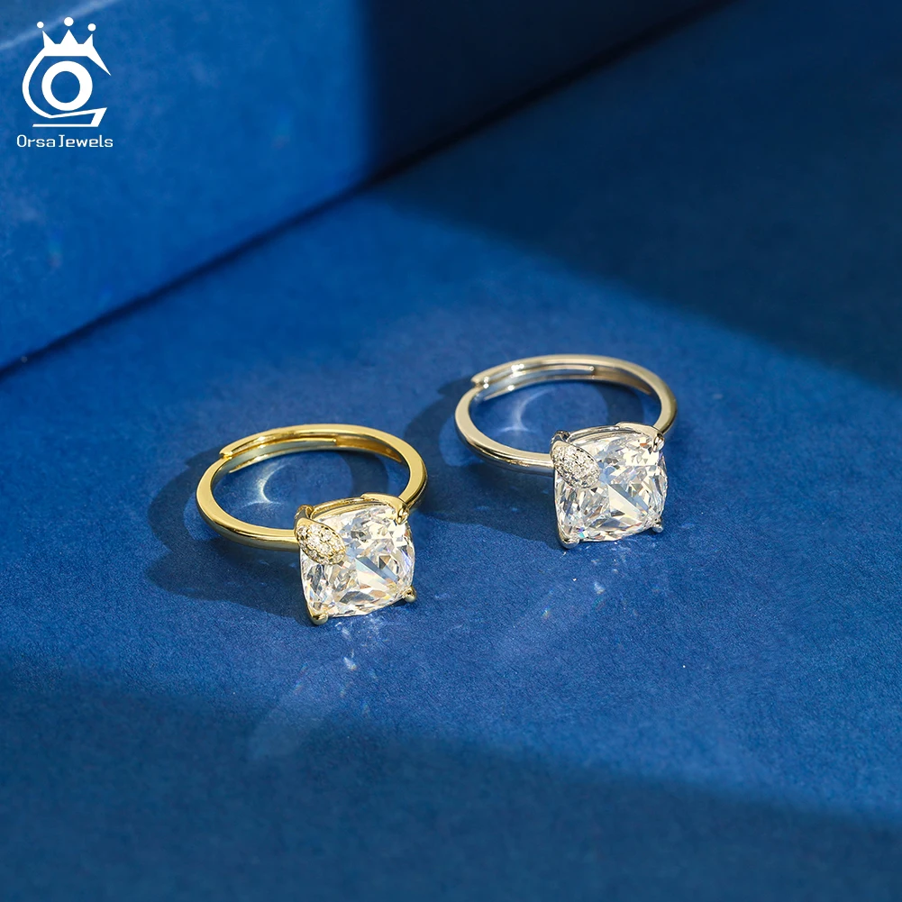 

ORSA JEWELS из стерлингового серебра 925 пробы с блестящим цирконом, регулируемое кольцо 8А с кубическим цирконом, элегантное обручальное кольцо для женщин LZR42