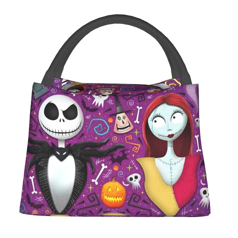 تيم بيرتون عيد الميلاد فيلم الرعب الحرارية معزول أكياس الغداء جاك سالي الجمجمة هالوين المحمولة حاوية الغداء وجبة عبوة طعام #2