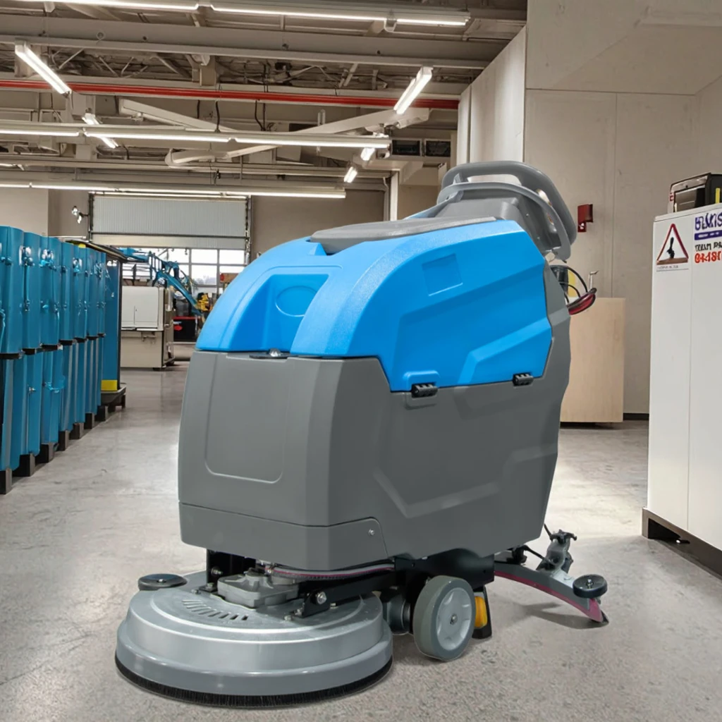 

New 24V Walk-Behind Electric Floor Sweeper Manual Cleaning Machine With Burnishing Brush For Factory