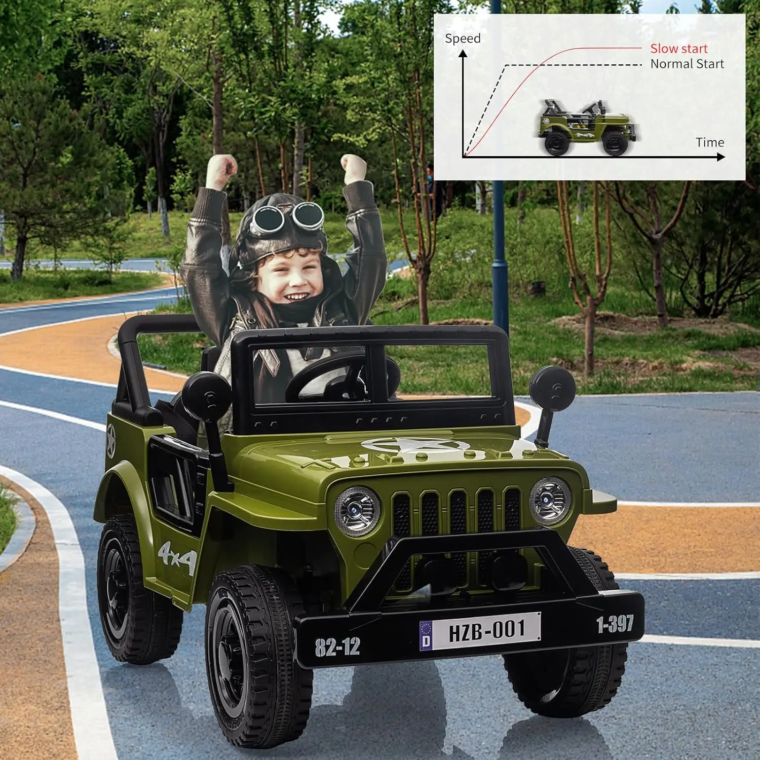 Ride on Truck Car, 12V Electric Ride on Car with Remote Control, MP3, LED Lights, Suspension System, Double Doors, Safety Belt,