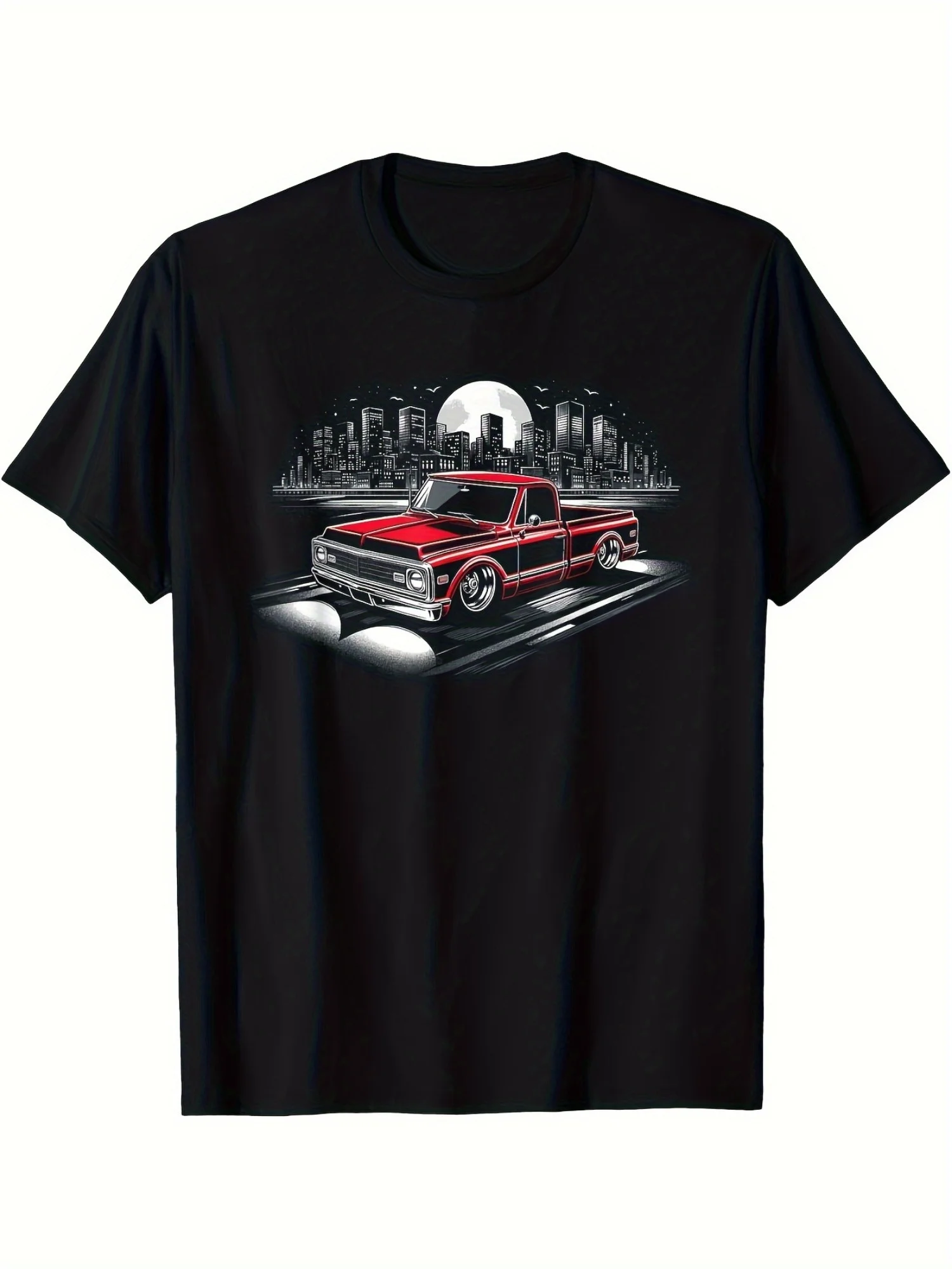 

Men's Sports Crew Neck T-Shirt - Classic C10 Trailer Alphabet Print, 100% Cotton Smooth Fabric, Slight Stretch Daily