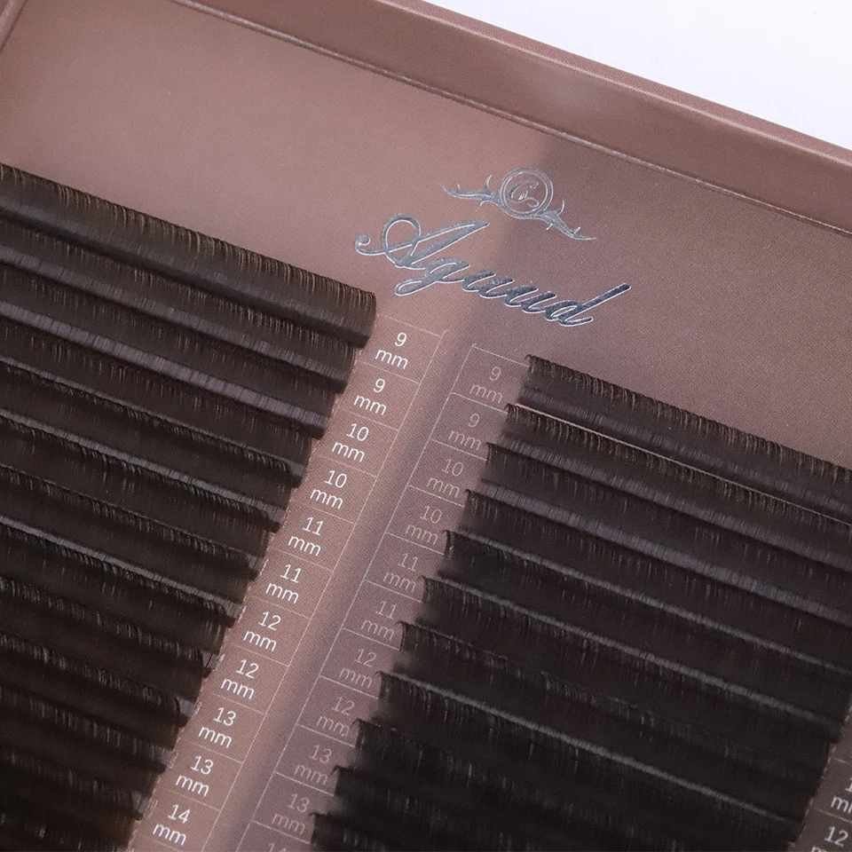 AGUUD 32 صفًا من مزيج تمديد الرموش البني الداكن (9-16 مم) لون الشوكولاتة الرموش الفردية لون الكراميل رموش تكثيف روسية