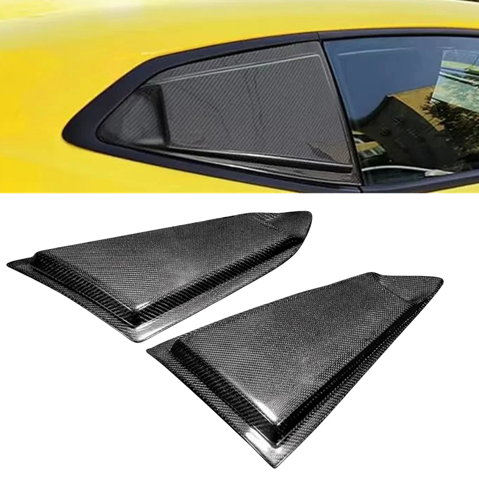 

Real Carbon Fiber Rear Side Window Louvers Trim Cover Shutter Blind For Chevrolet Chevy Camaro ZL1RS SS Coupe 2 Door 2016-2024