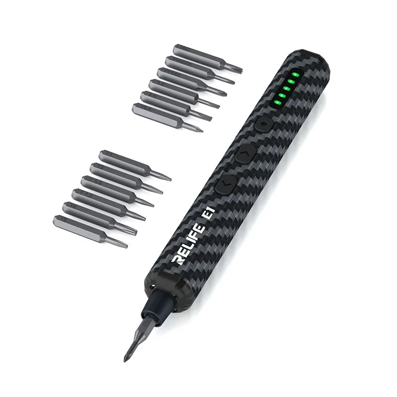 

RELIFE E1 carbon fiber electric screwdriver set 12-position 4LED shadowless lamp mobile phone screw and repair