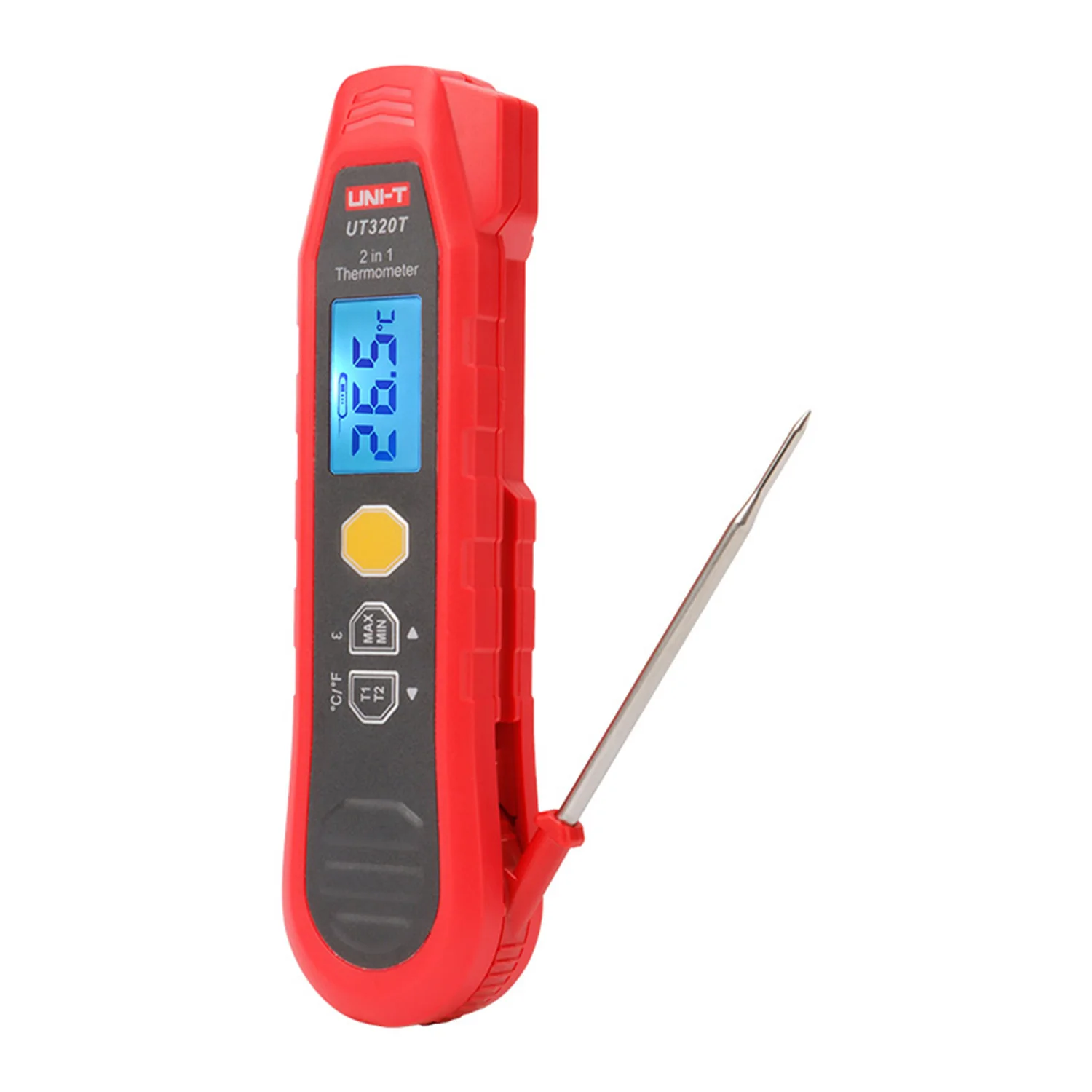 UNI-T UT320T 2-in-1 Thermometer Industry Infrared and Probe Measurement High Accuracy Industrial Thermometers Backlit LCD.