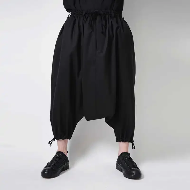 

YOJI OOAK японские оригинальные темные брюки мужские свободные маленькие брюки с перекрестной промежностью брюки низкие мужские модные брюки