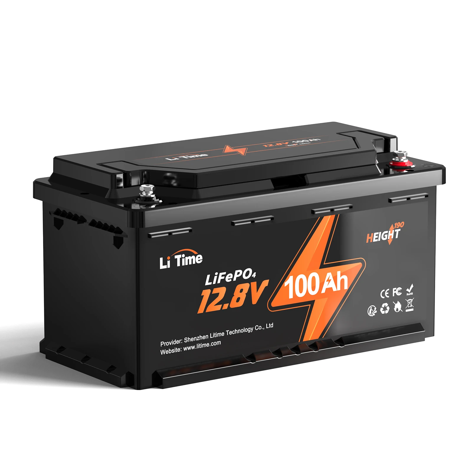 

Stock 12.8V 100Ah H190 Bluetooth Lithium Battery Deep Cycle Under Seat LiFePO4 Batteries for RV Off-Grid