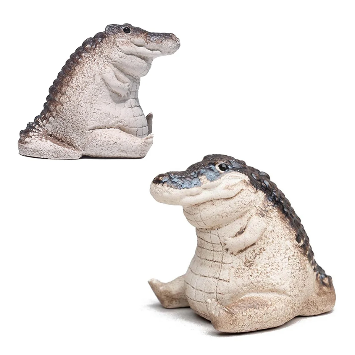 

HHTL Small Alligator Statue Ornaments Garden Courtyard Animal Alligatore Statue Mini Resin Decoration Garden Ornaments