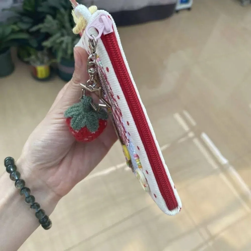 Cute Patchwork Small Coin Purse Square Shape Large Capacity Square Wallet Makeup Bag Coins Cards and Small Items