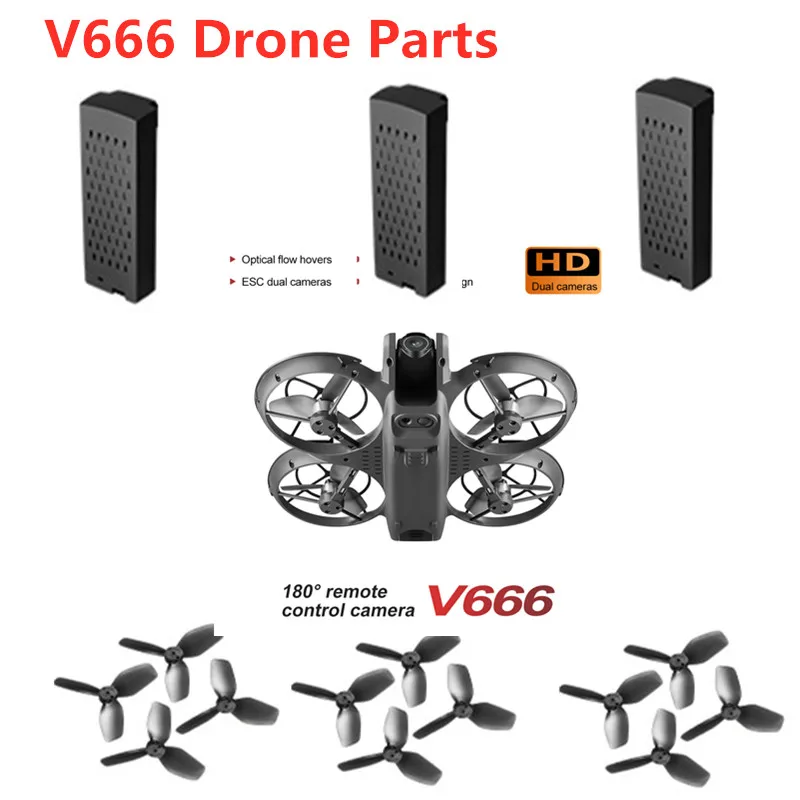 V666 Brushless Optical Flow Remote Control RC Drone Quadcopter Spare Parts Acessories 3.7V 1000MAH Battery Propeller USB