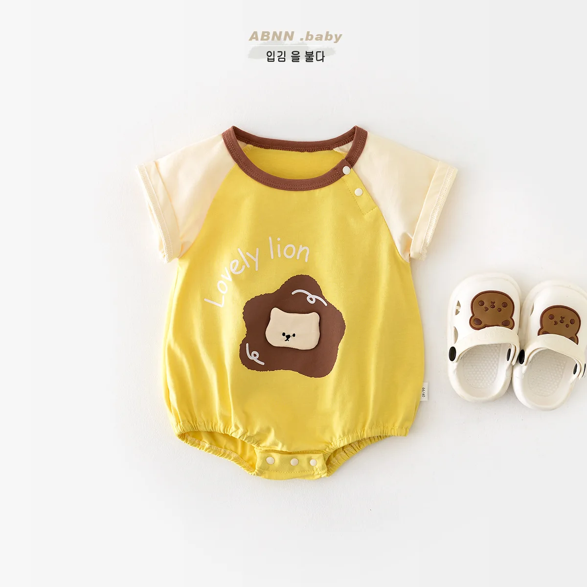 

Jenny&Dave 2023 Summer New Cotton Bodysuit for Infants and Young Children: Male and Female Babies Wearing Cartoon Little Lion Pr