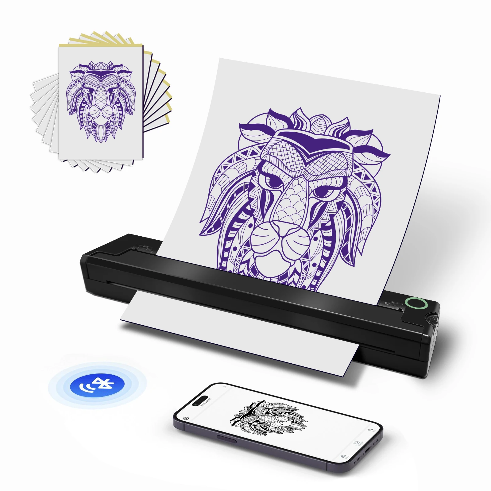 Portable Printer Thermal Tattoo Stencil PDF Word Office Print A4 Wireless Transfer Photo Bluetooth Machine Use SmartPhone