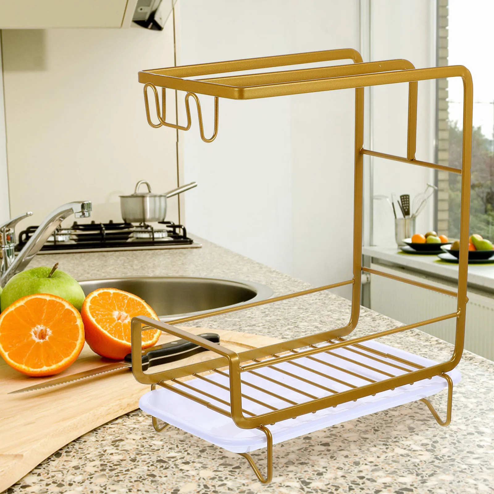 

1 set 1 Set Sponge Drain Rack Kitchen Dishcloth Organizer With Detachable Tray Sink Storage Countertop Organization Lightweight