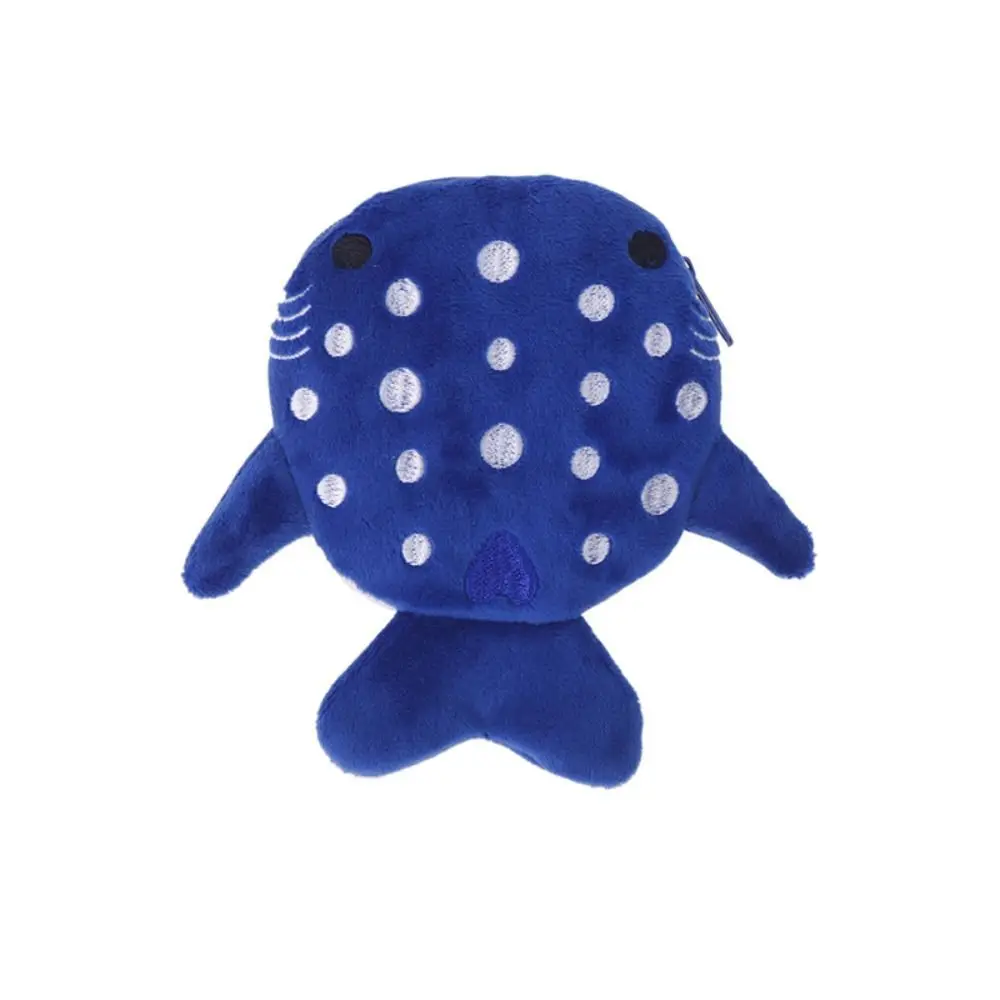 Porte-monnaie en peluche requin baleine de dessin animé pour enfants, fermeture éclair animale, sac portefeuille en peluche requin, pendentif portable, sac à monnaie pour écouteurs, cadeaux pour enfants