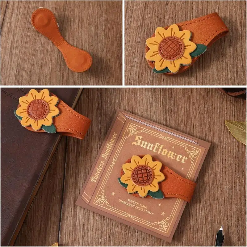 

1/2Pcs Vintage Rose Coffee Double-Sided Magnetic Bookmark Clips PU Leather Magnetic Bookmarks For Men Women Retro Reading Marker