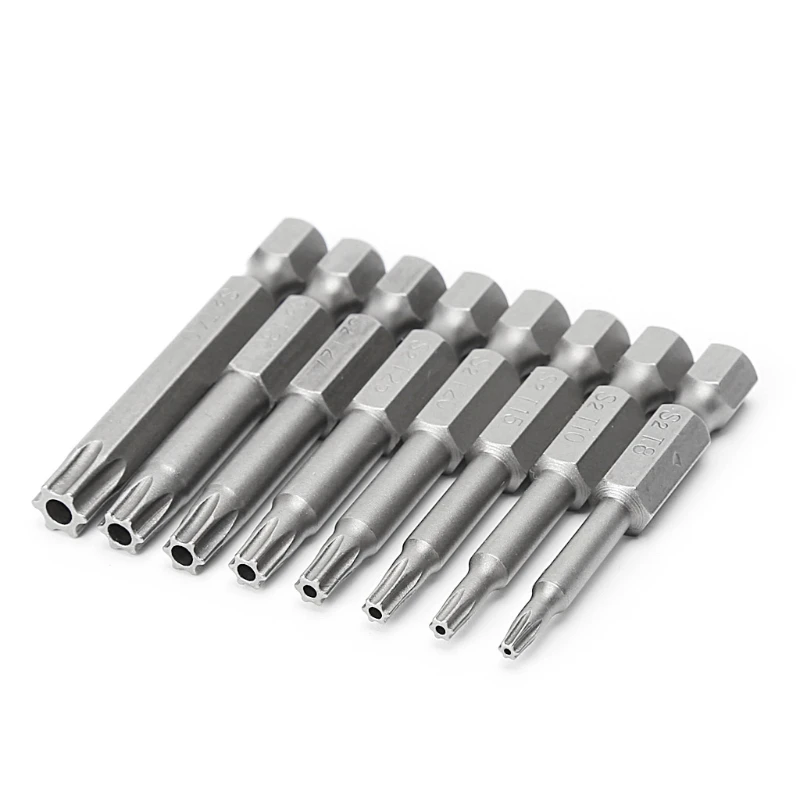 X37E 8 Pcs/Set 1/4 Inch 50mm T8-T40 Torx Electric Screwdriver Bits