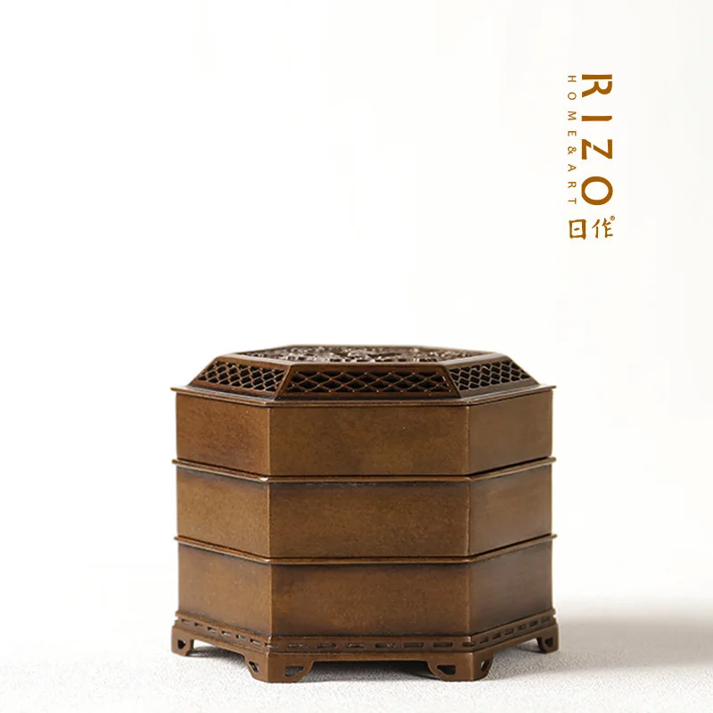 

Gusu Master Hu Qingsong Made A Copper Incense Burner With Hexagonal Seal For Ladies And Household Indoor Burners