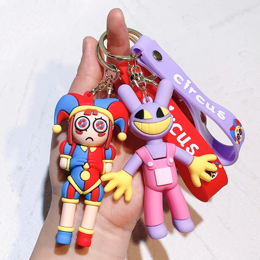 

2024 Digital Circus Silicone Keychain Clown The Digital Circus PVC Dolls Car Key Ring Schoolbag Pendant Kids Holiday Party Gift