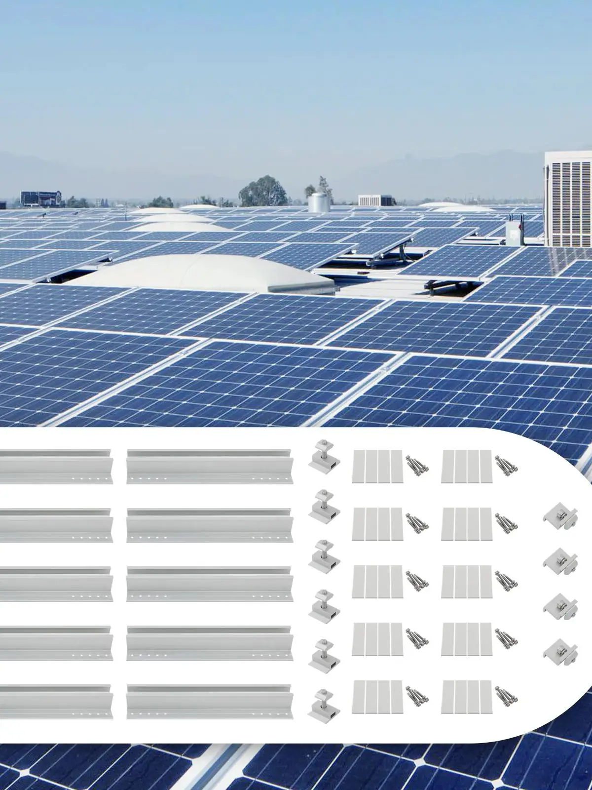 10-teiliges Solarpanel-Montagehalterungsset für Dachmontage, Solarpanel-Halterungen aus Aluminium, platzsparend für die Installation von Solarpanels