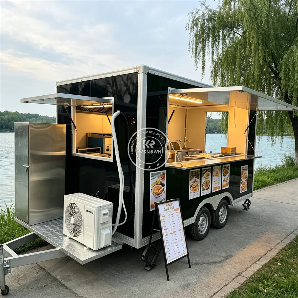 

Mobile Concession Cart Catering Food Trailer Street BBQ Fries Food Truck Commercial Mobile Kitchen Trailer with Equipment