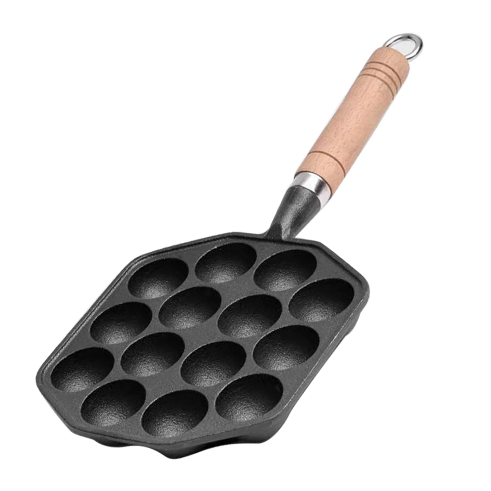 Takoyaki Grill Pan Easy To Clean Cast Iron Octopus Meat Ball Mold Maker Detachable Handle Nonstick 14 Holes for Home view 6
