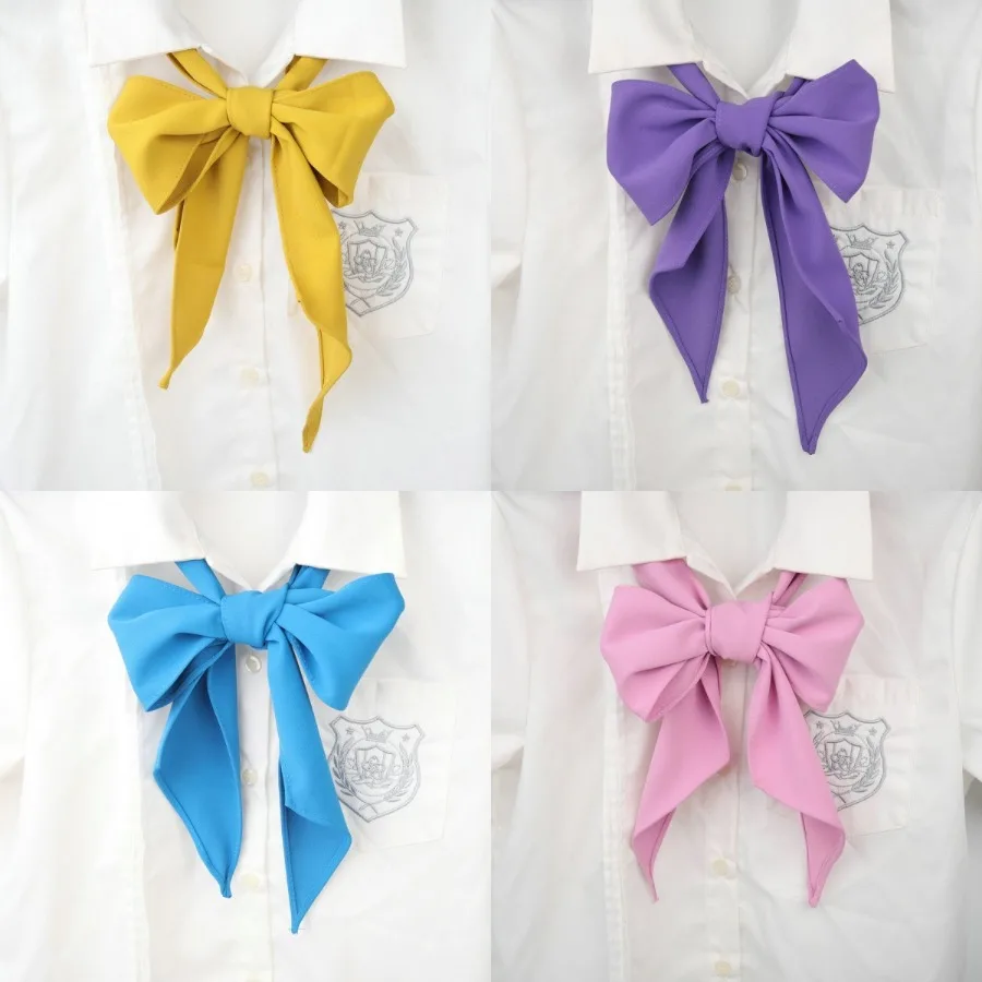 

Однотонная галстуки-бабочки разных цветов на выбор. Милые и модные аксессуары для матросского костюма в студенческом стиле.