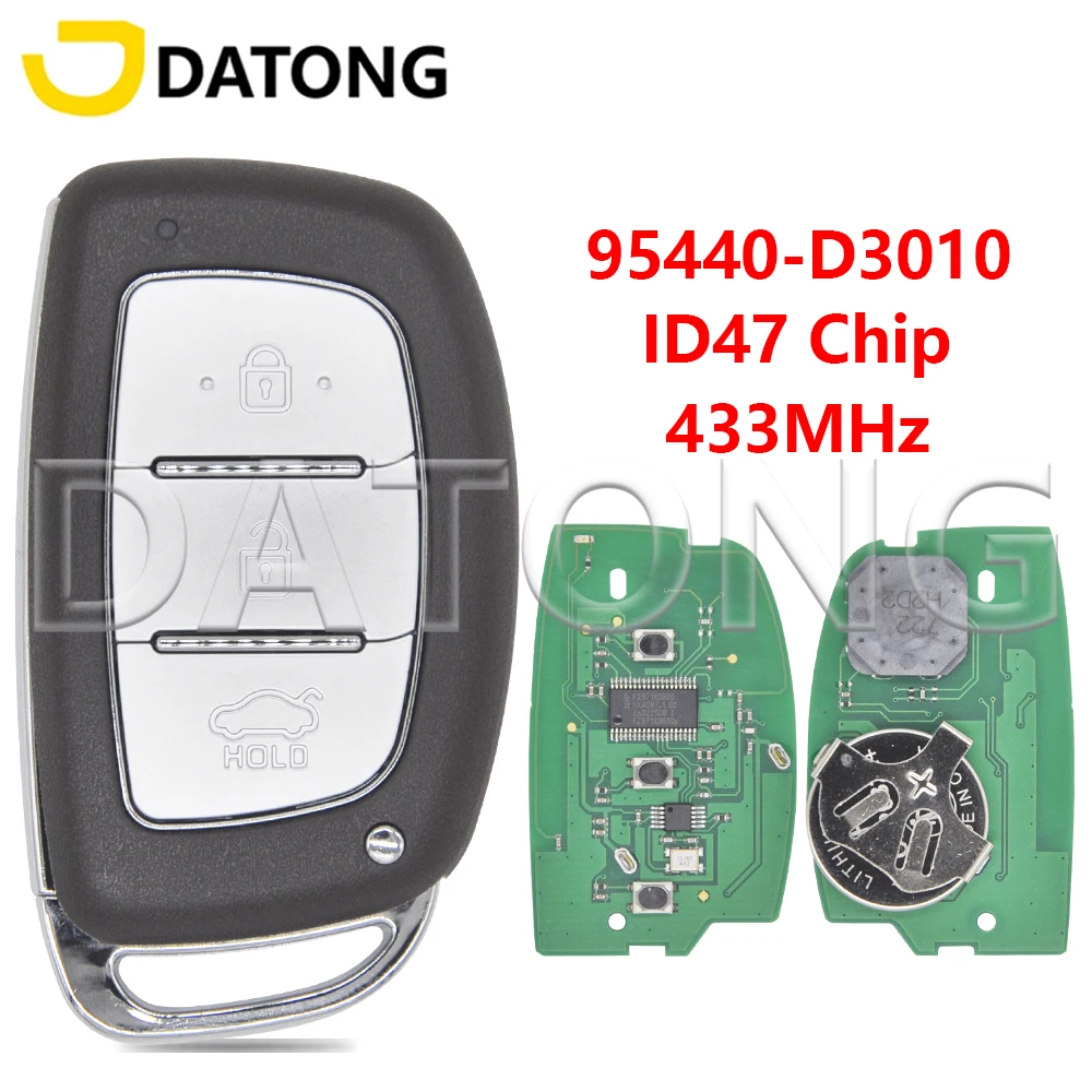

Автомобильный ключ-пульт Datong World для Hyundai Tucson 2018, чип ID47, 433 МГц, 95440-D3010, сменная смарт-карта с функцией бесконтактного доступа