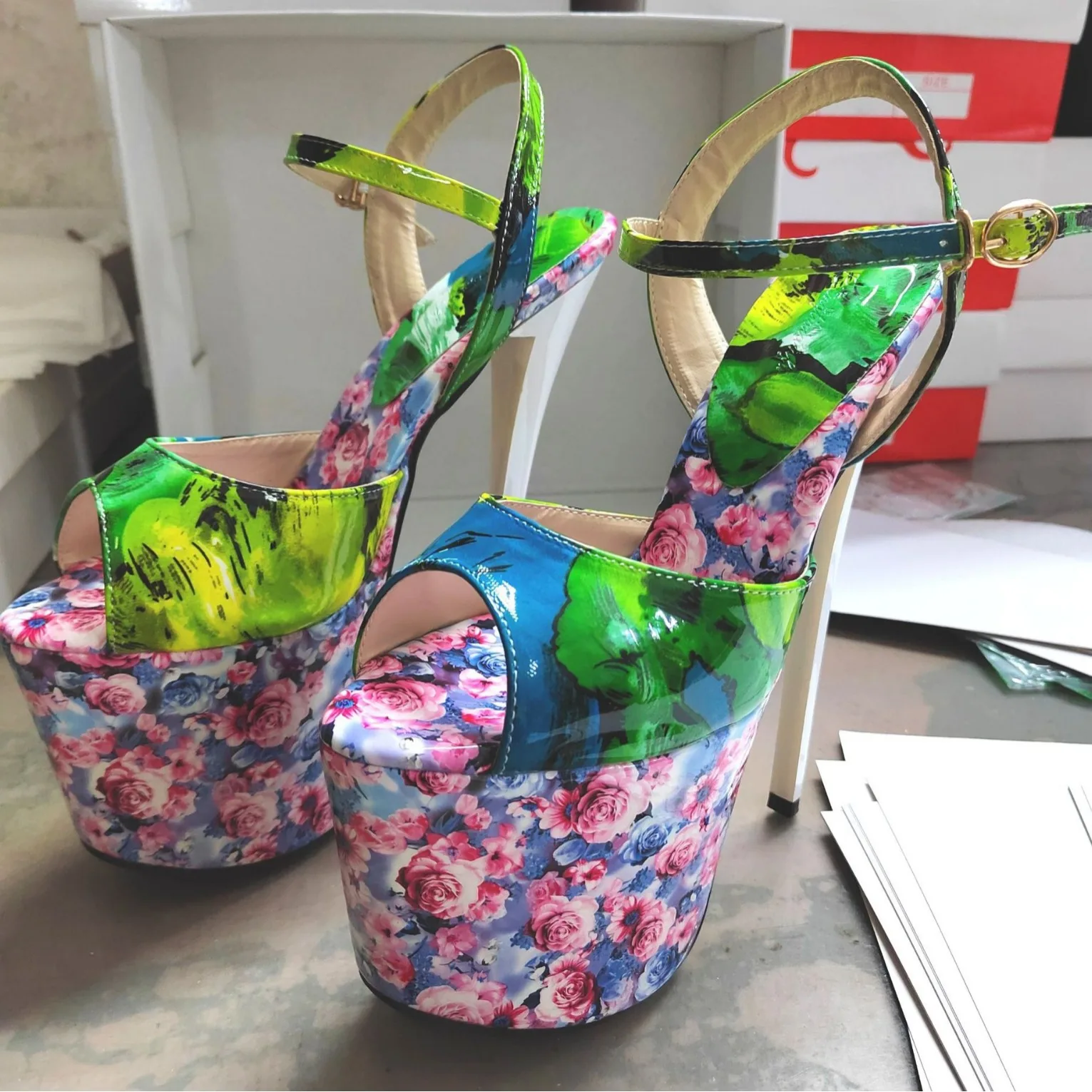19cmCrossdresser  Shallow Mouth Women's ShoesThin Heels Sissy Pumps Metal High-Heeled Steel Pipe Dance Plus Size S tilettos
