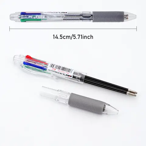 1/3 st kreativa transparenta 4-i-1 flerfärgade kulspetspennor 0,7 mm 4-färgs refills för skola, kontor, skrivmaterial 12 best sales 4-i-1-penna - №2
