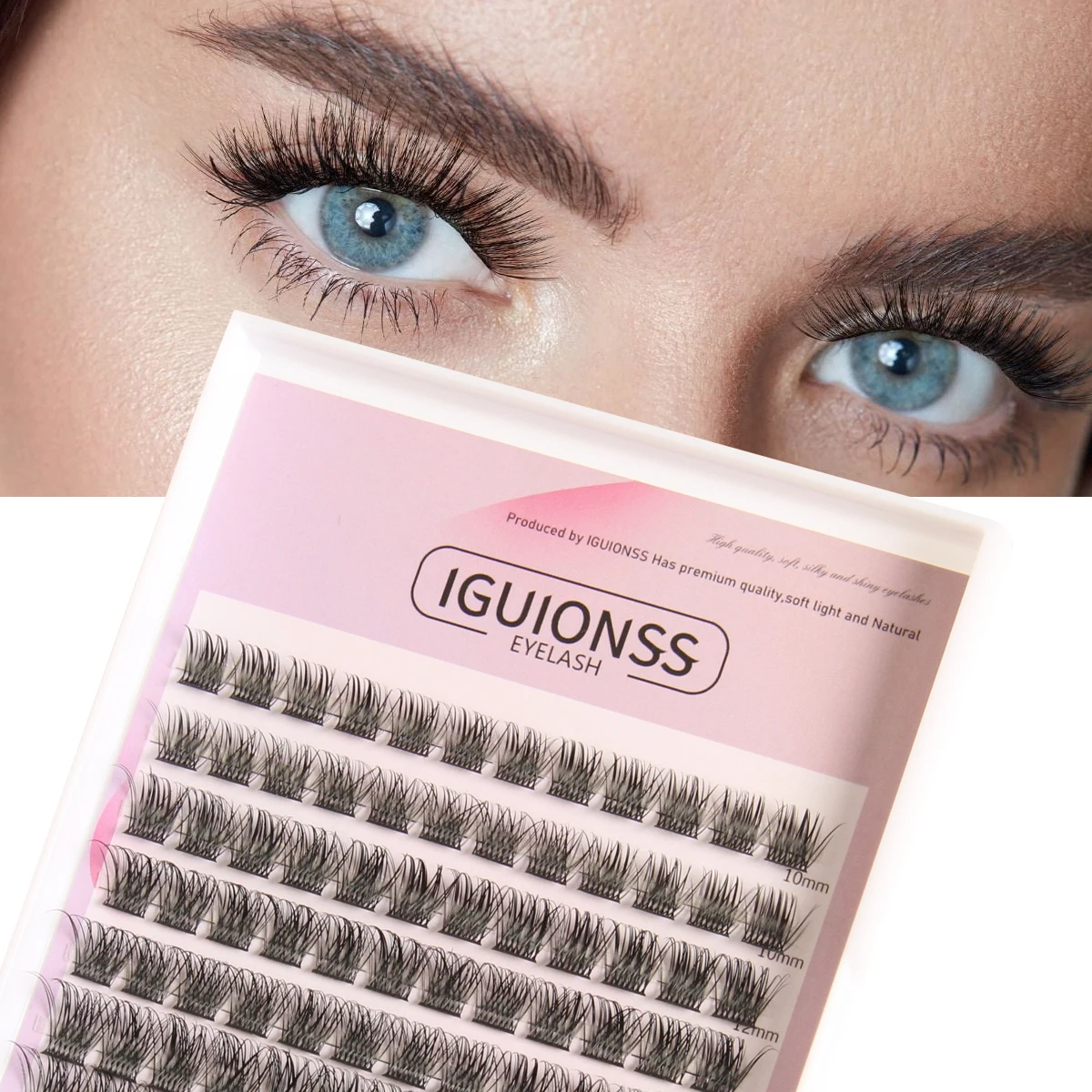 IGUIONSS Lash Extension Kit 240pcs Lash Clusters IG03 Curl DIY 10-16mm with Lash Bond and Seal Lash Tweezers