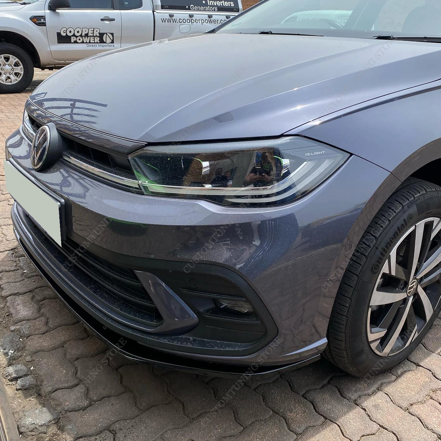 Gloss Black ABS CS Style Front Bumper Lip Spoiler Splitter For VW Polo 8 AW TSI TGI GTI R-line 2021-2024 Lci Bodykits Tuning