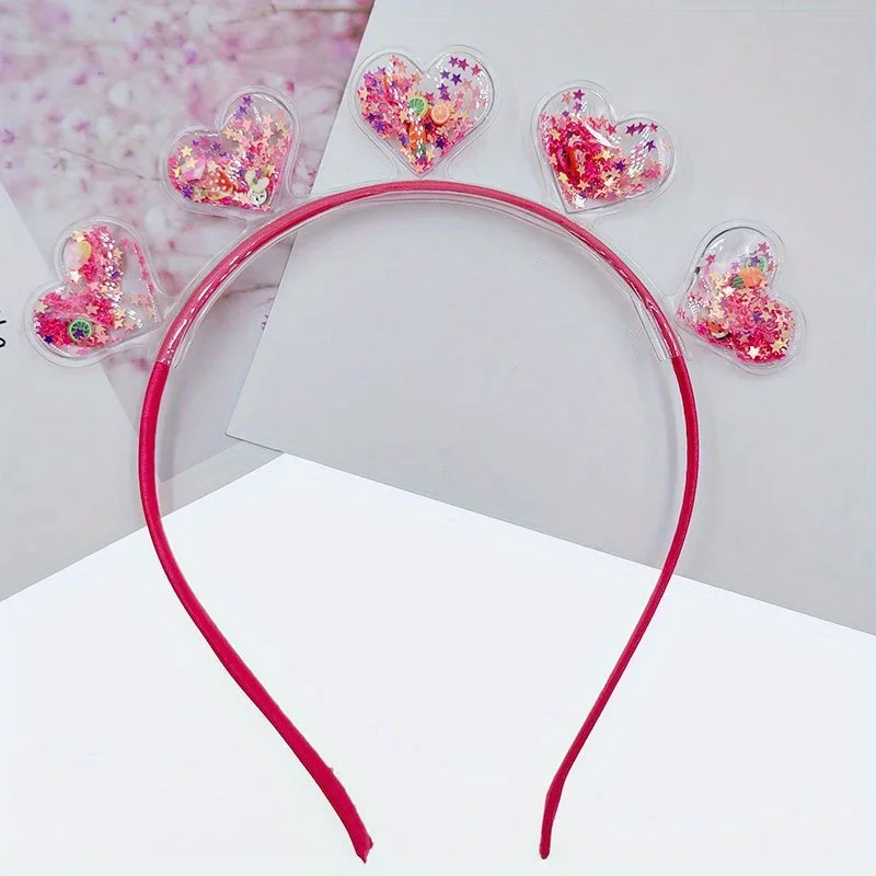 

1pc Heart Headband Quicksand Hairband Creative Hoops Party Accessories Girls Premium Comfortable Holiday Christmas