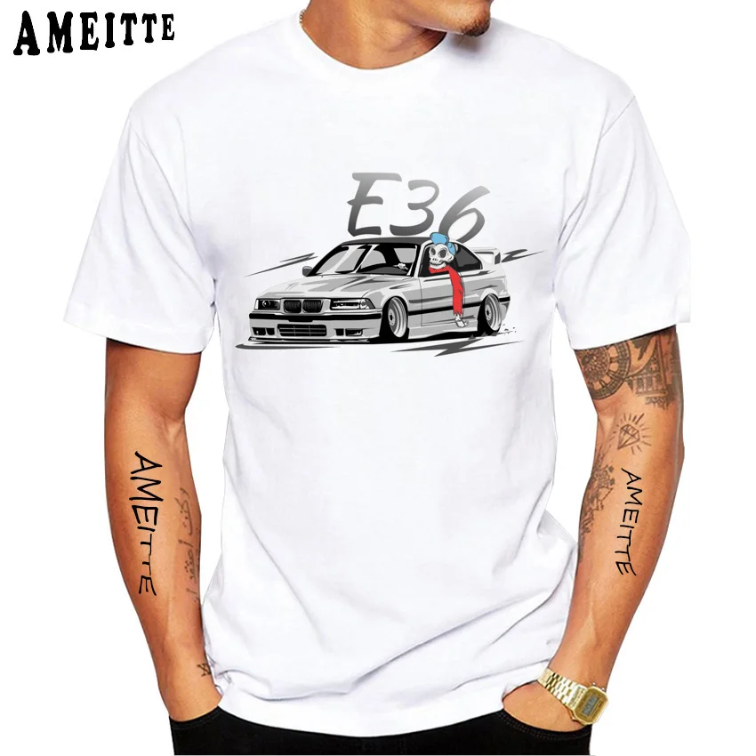 E30 E28 E36 Low Style Skull Driver T-Shirt New Summer Men Short Sleeve E90 Sport Car Design Boy Casual Tops Adventur White Tees