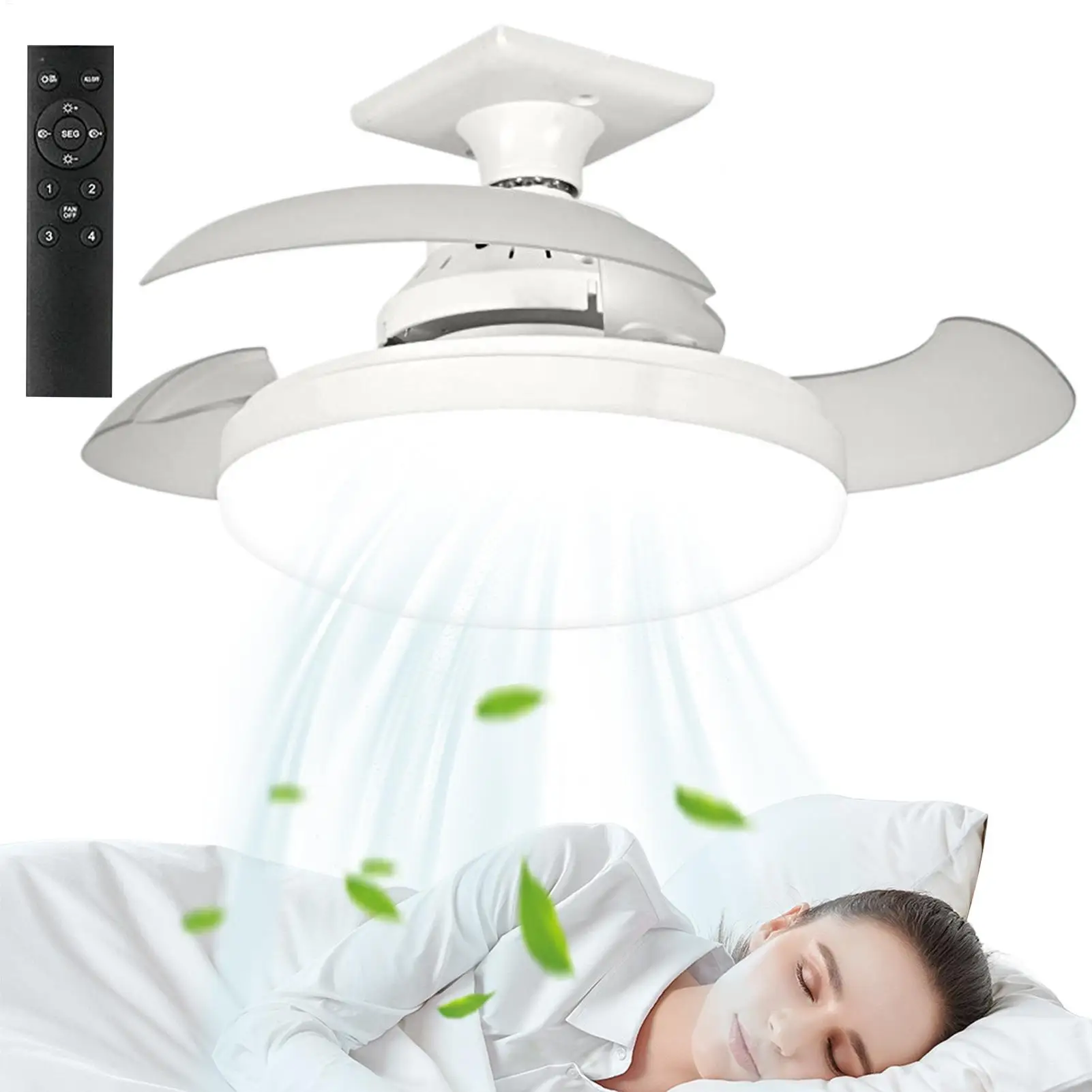 

Ceiling Fan with Lights Remote Control Retractable Ceiling Fan Multi-Functional Noiseless Blower Space-Saving Device for Living