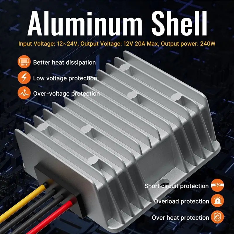 Apr.Step-Down محول 18 فولت إلى 12 فولت ل M18 محول البطارية تيار مستمر 12 فولت 20A 240 واط تنحى محول الجهد المنظم #4