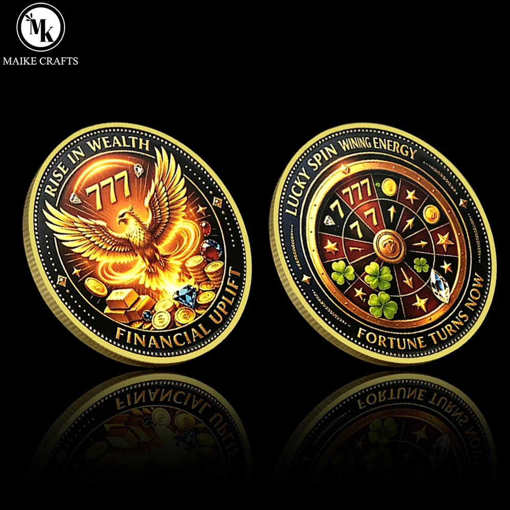 777 Lucky Wealth Challenge Coin Phoenix Financial Uplift Fortune Spin Motivational Collectible Keepsake Gift