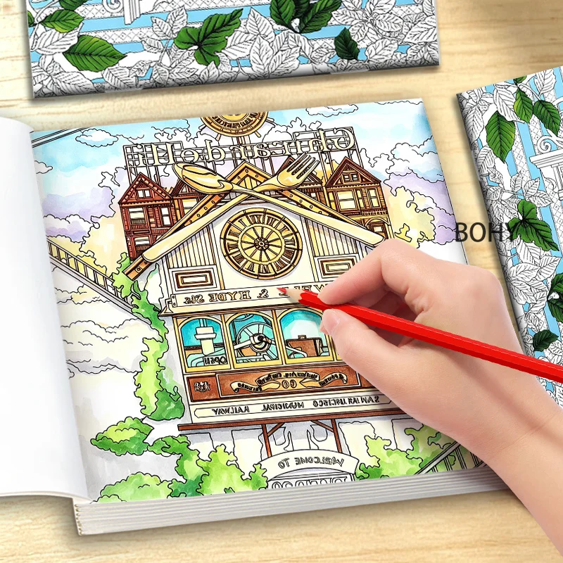 1 Time Travel Themed Coloring Book, 24 Pages of Beautiful Retro Coloring Inner Pages, Adult Stress Relief, Art Coloring Practice