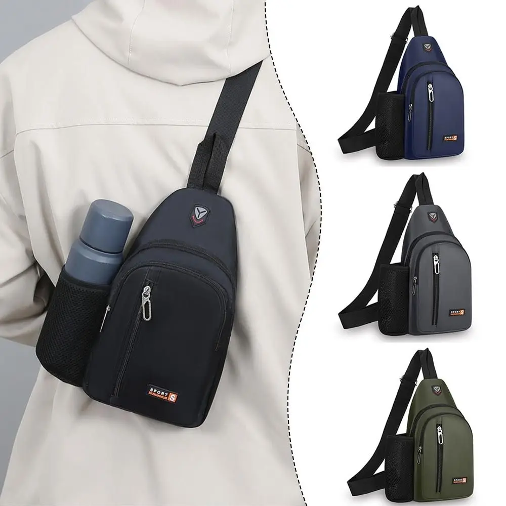 Durable Large Capacity Men Chest Bag with Headphone Hole Multifunctional Shoulder Crossbody Bags Waterproof Mobile Phone Bag