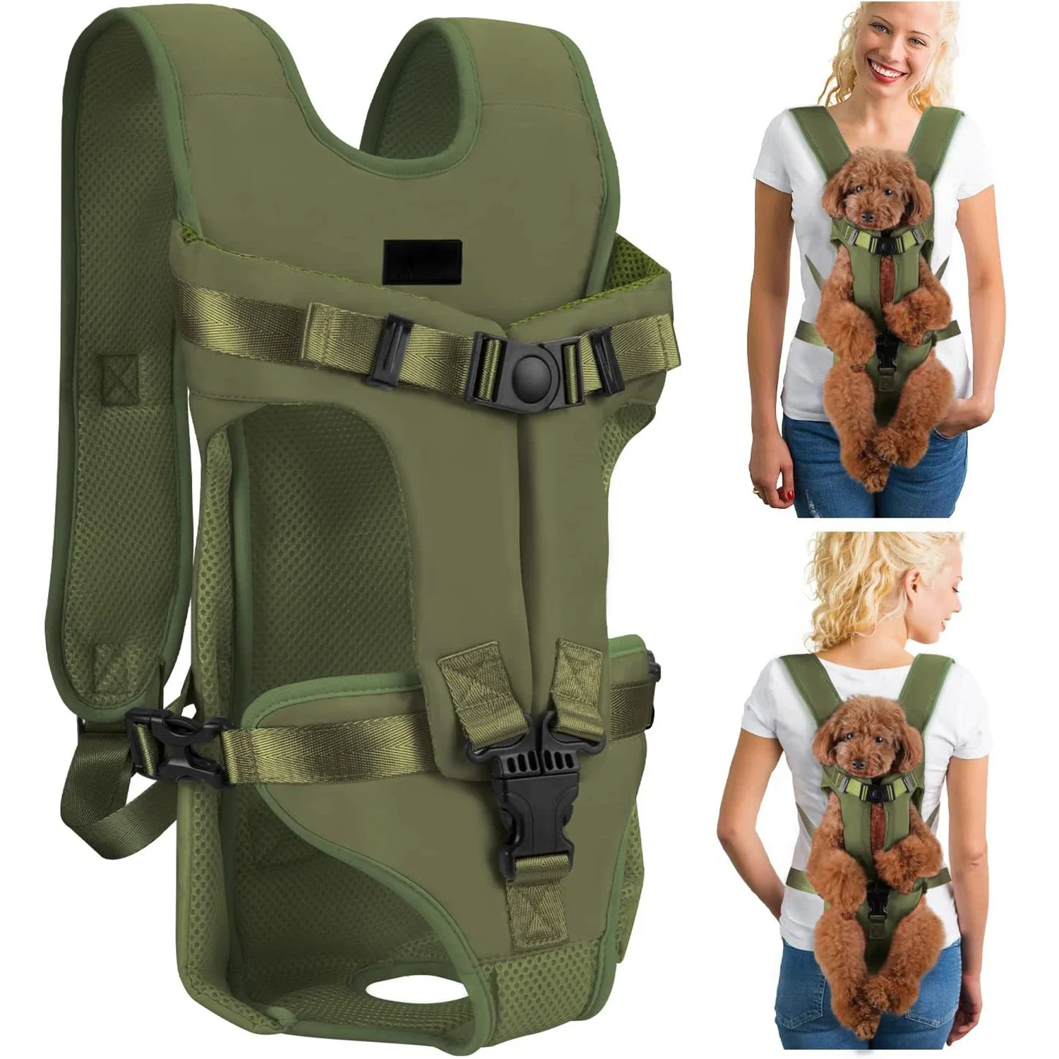 Mochila Transportadora para Cães e Gatos com Espuma Reforçada, Mochila Frontal para Transporte de Filhotes, Bolsas Portáteis para Cães