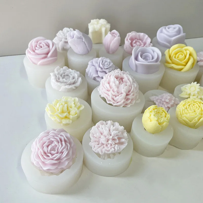 3D DIY Handmade Flowers Shape Moulds Silicone Soap Molds For Kitchen Bundt Cake Cupcake Pudding Candle Making Tools