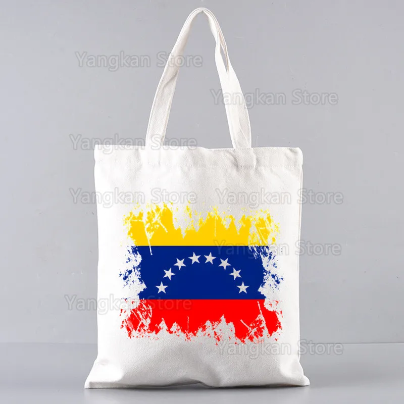 Venezuela gráfico dos desenhos animados impresso lona bolsa de ombro feminino harajuku engraçado grande capacidade eco ambiental shopper saco