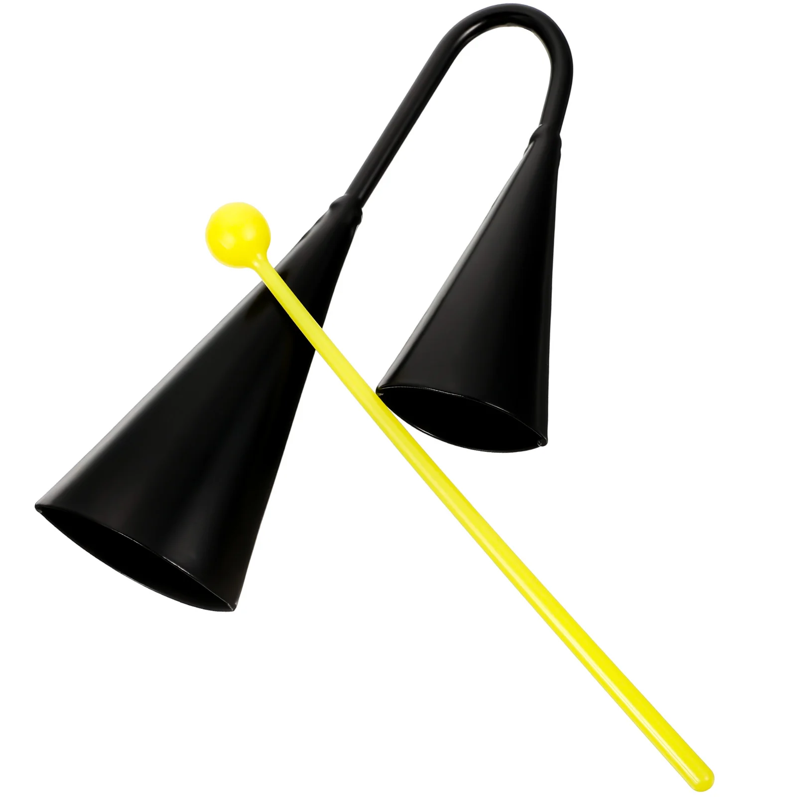 

Double Cowbells Metal Durable Calling Bell Black Small Musical Instrument Outdoor Doorbell Cheer Bell Classroom Use Iron Sound