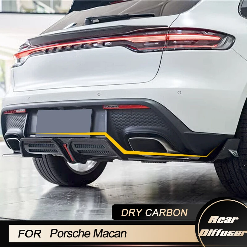 Car Rear Bumper Diffuser Lip Spoiler For Porsche Macan S GTS Sport Utility 4-Door 2022 2023 Rear Diffuser Lip Apron Dry Carbon