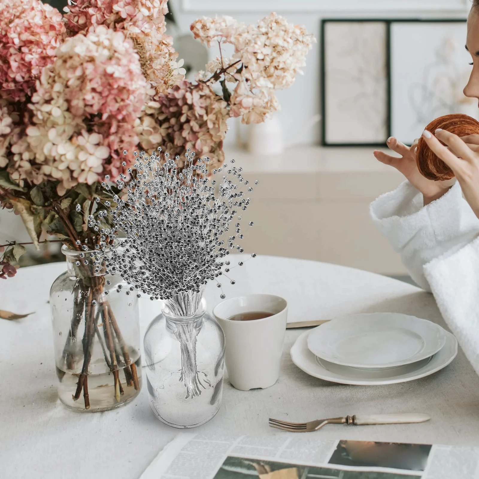 

100 PCS Church Decoration Wedding Pearl Beaded Jewelry Bouquet Supplies Plastic Pearls