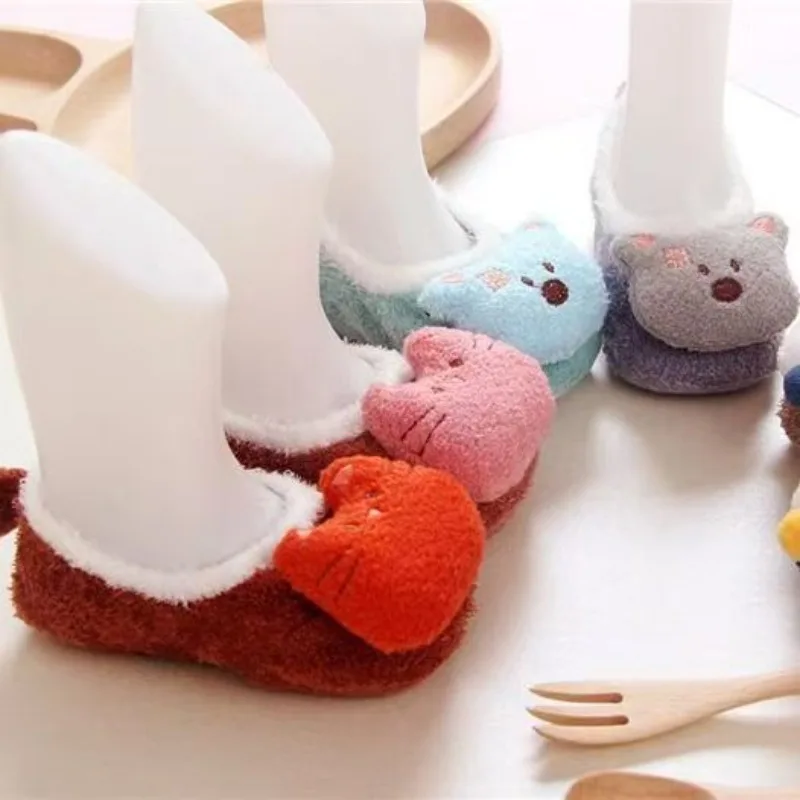 Infant Baby Low Cut Socks Autumn Winter Warm Non-slip Doll Short Socks Cute Cartoon Kitty Hosiery Boys and Girls Sock for 0-2Yrs