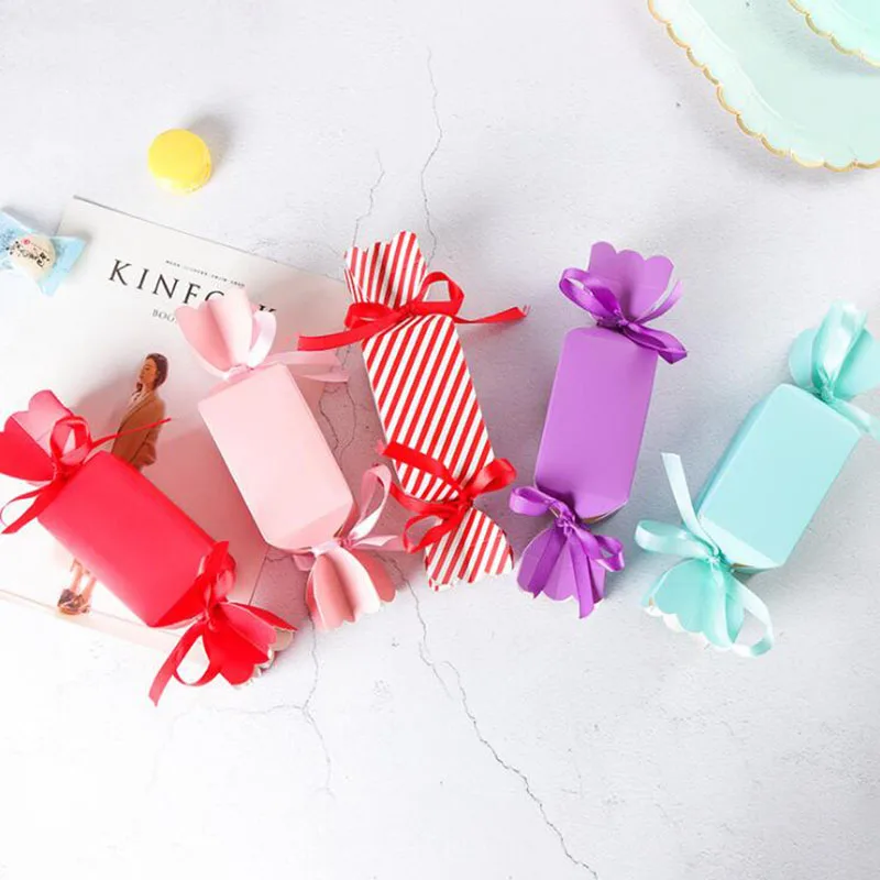 Hot Sale Pink Blue Gift Bag Box for Party Baby Shower Paper Chocolate Boxes Package/Wedding Favours Candy Boxes 50pcs/lot